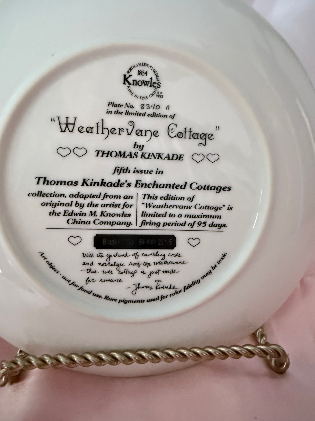 WEATHERVANE COTTAGE collector plate THOMAS KINKADE Enchanted Cottages