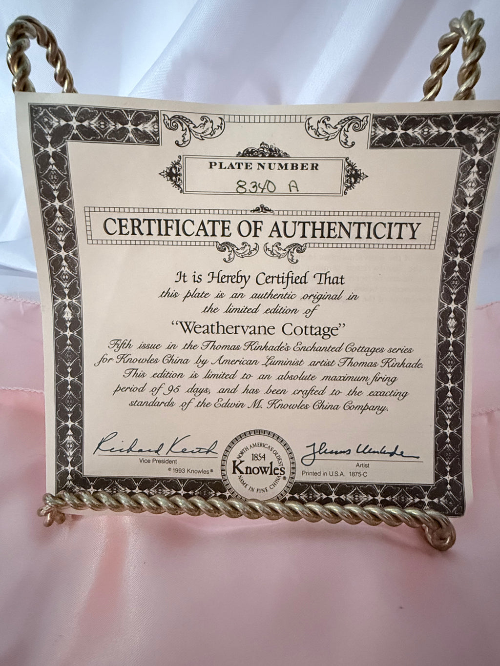 WEATHERVANE COTTAGE collector plate THOMAS KINKADE Enchanted Cottages