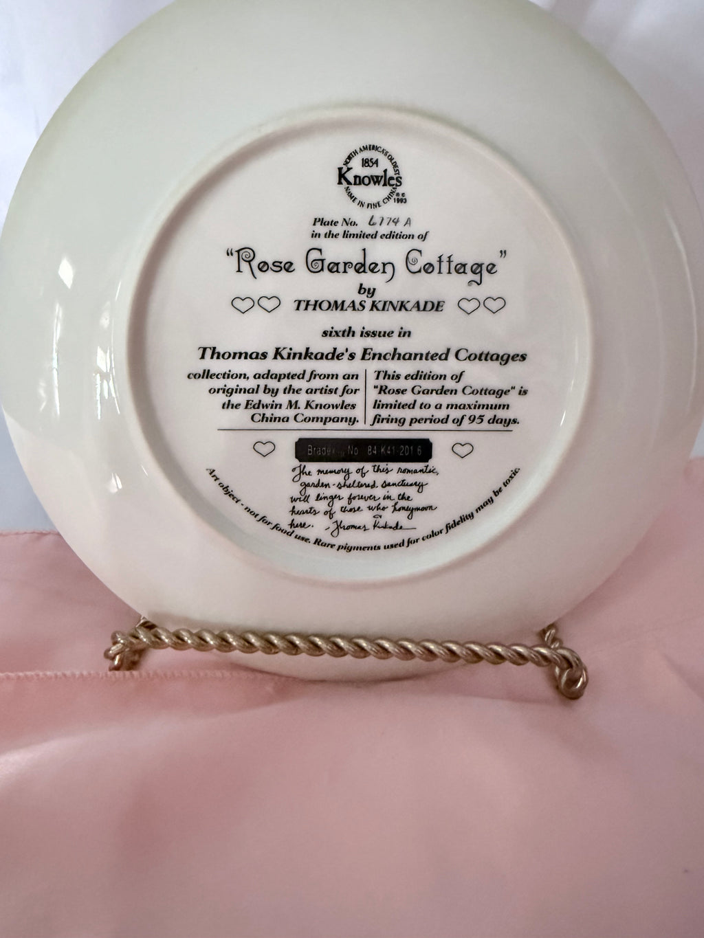 ROSE GARDEN COTTAGE collector plate THOMAS KINKADE Enchanted Cottages