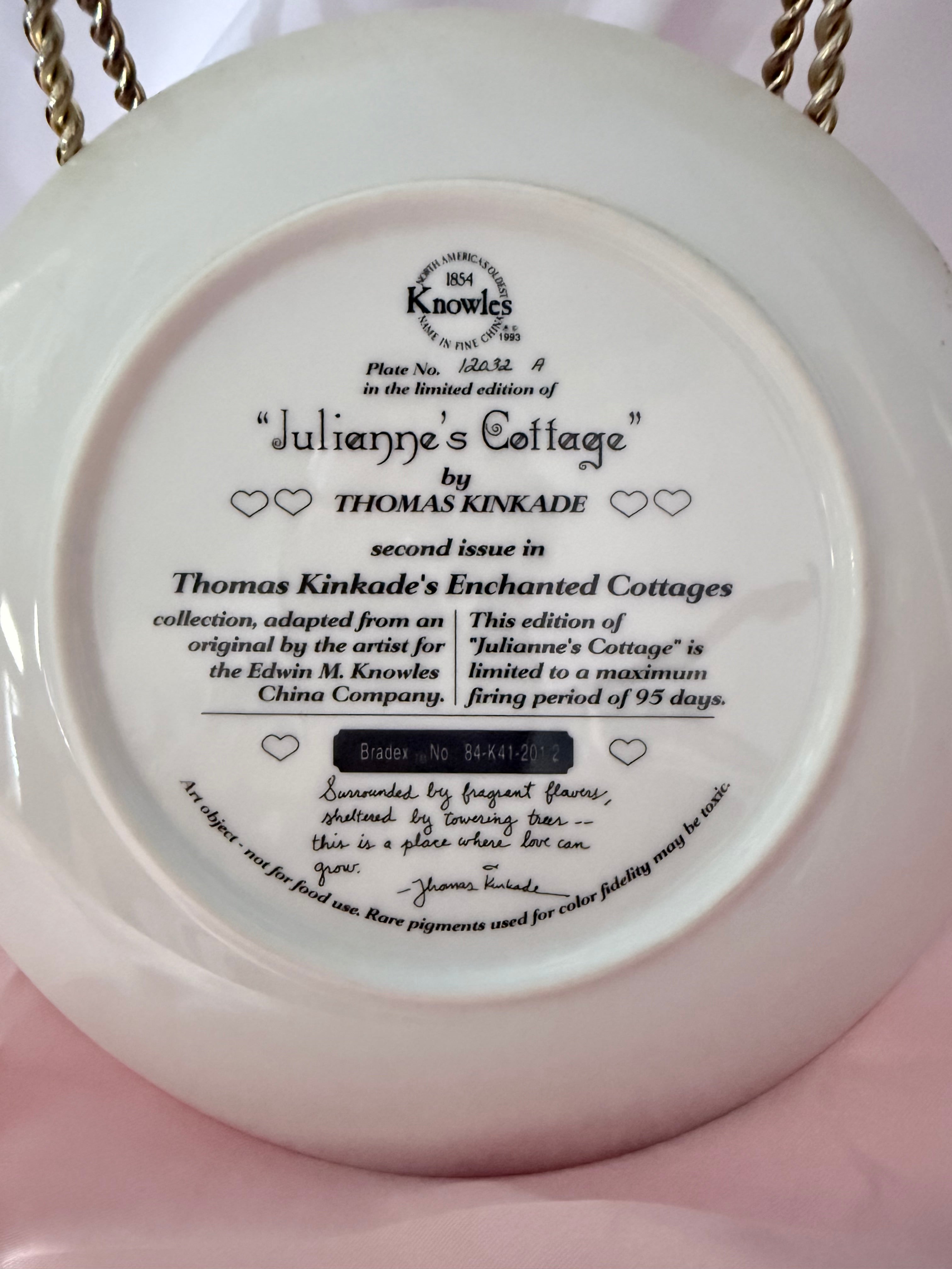 JULIANNE'S COTTAGE collector plate THOMAS KINKADE Enchanted Cottages