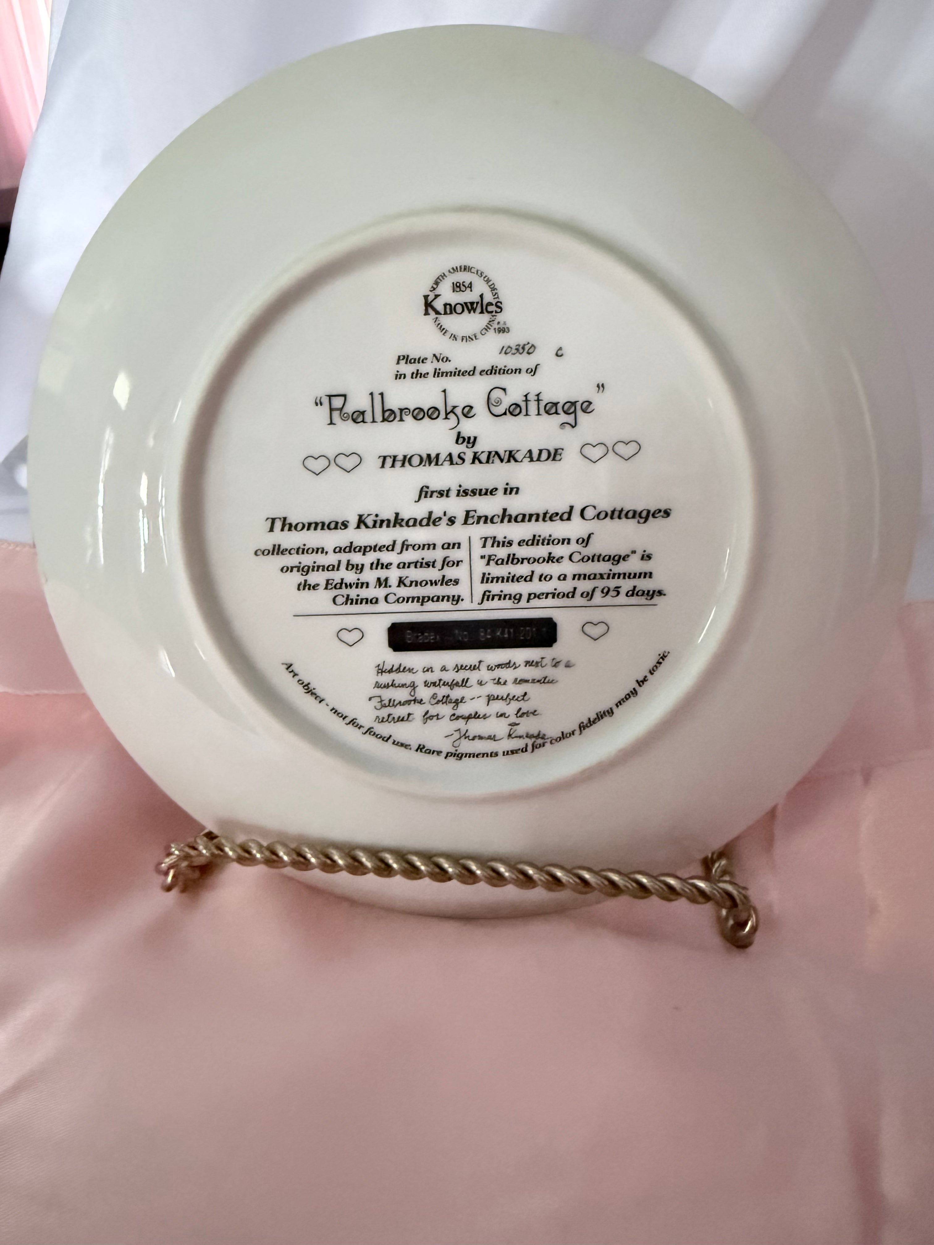 FALBROOKE COTTAGE collector plate THOMAS KINKADE Enchanted Cottages