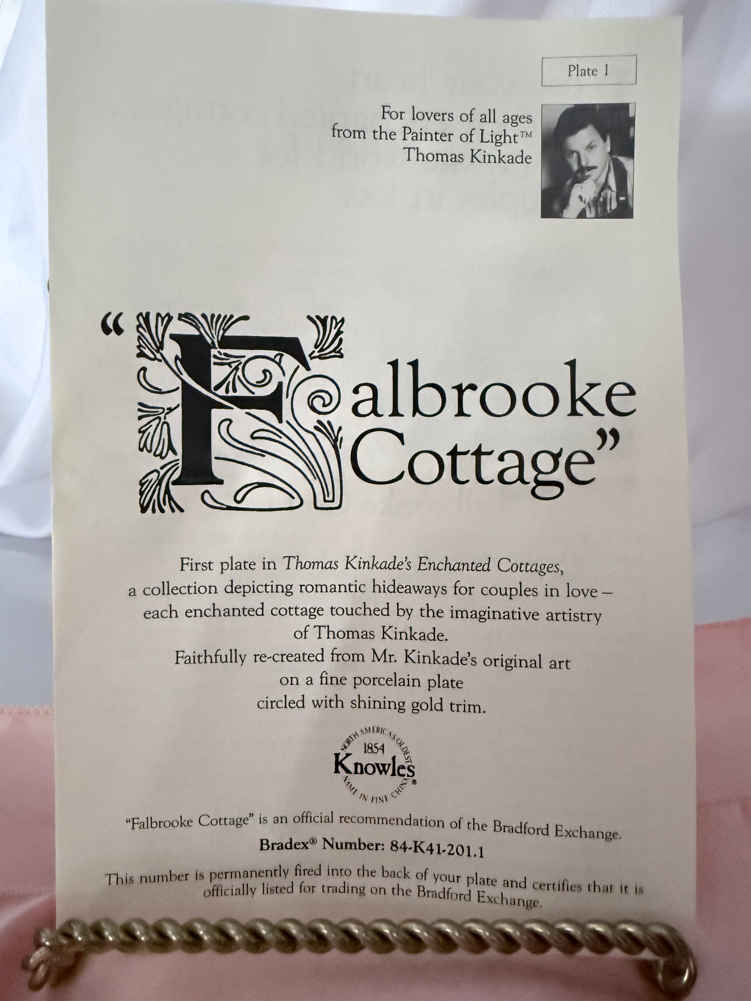 FALBROOKE COTTAGE collector plate THOMAS KINKADE Enchanted Cottages