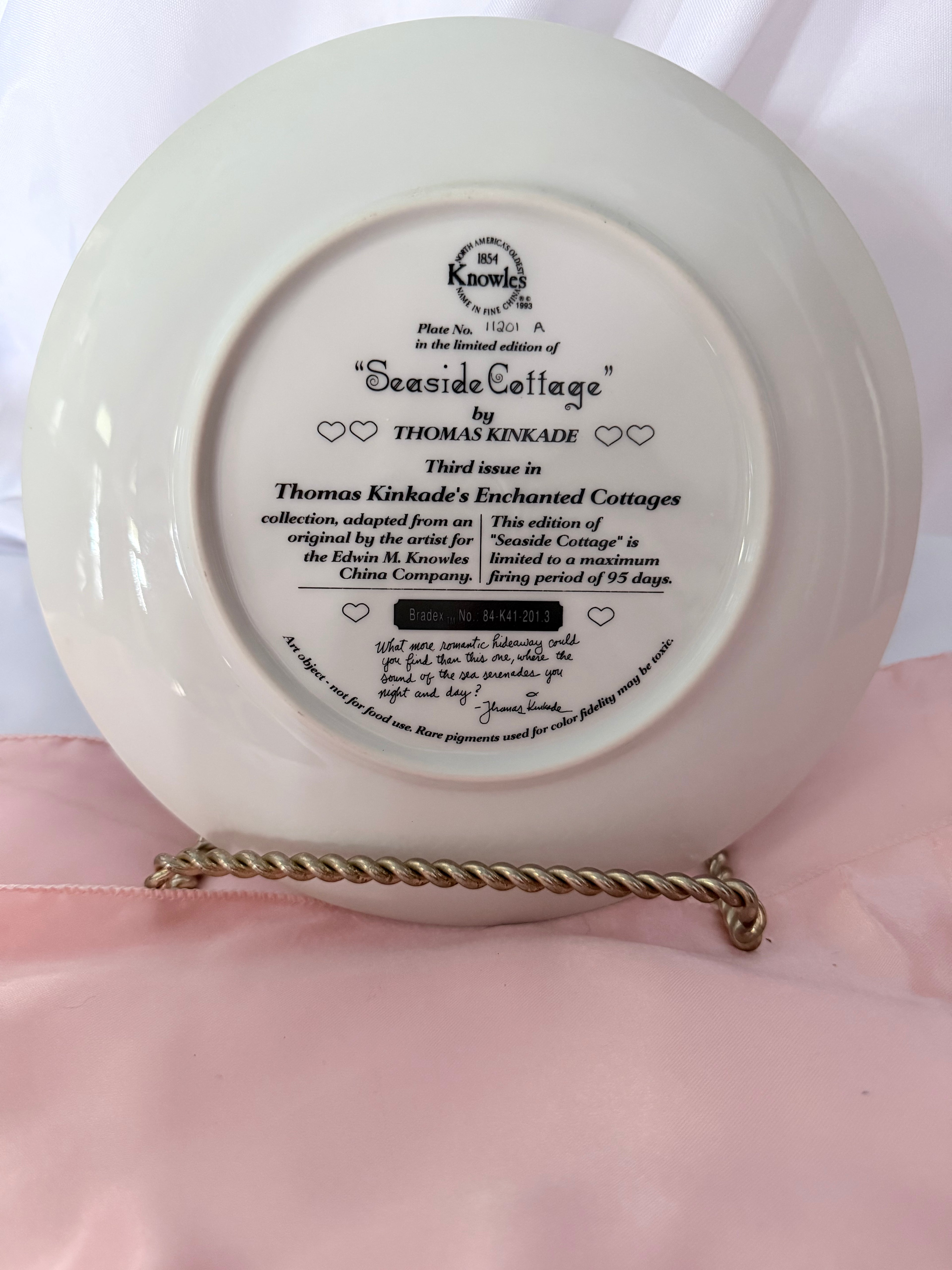 SEASIDE COTTAGE collector plate THOMAS KINKADE Enchanted Cottages