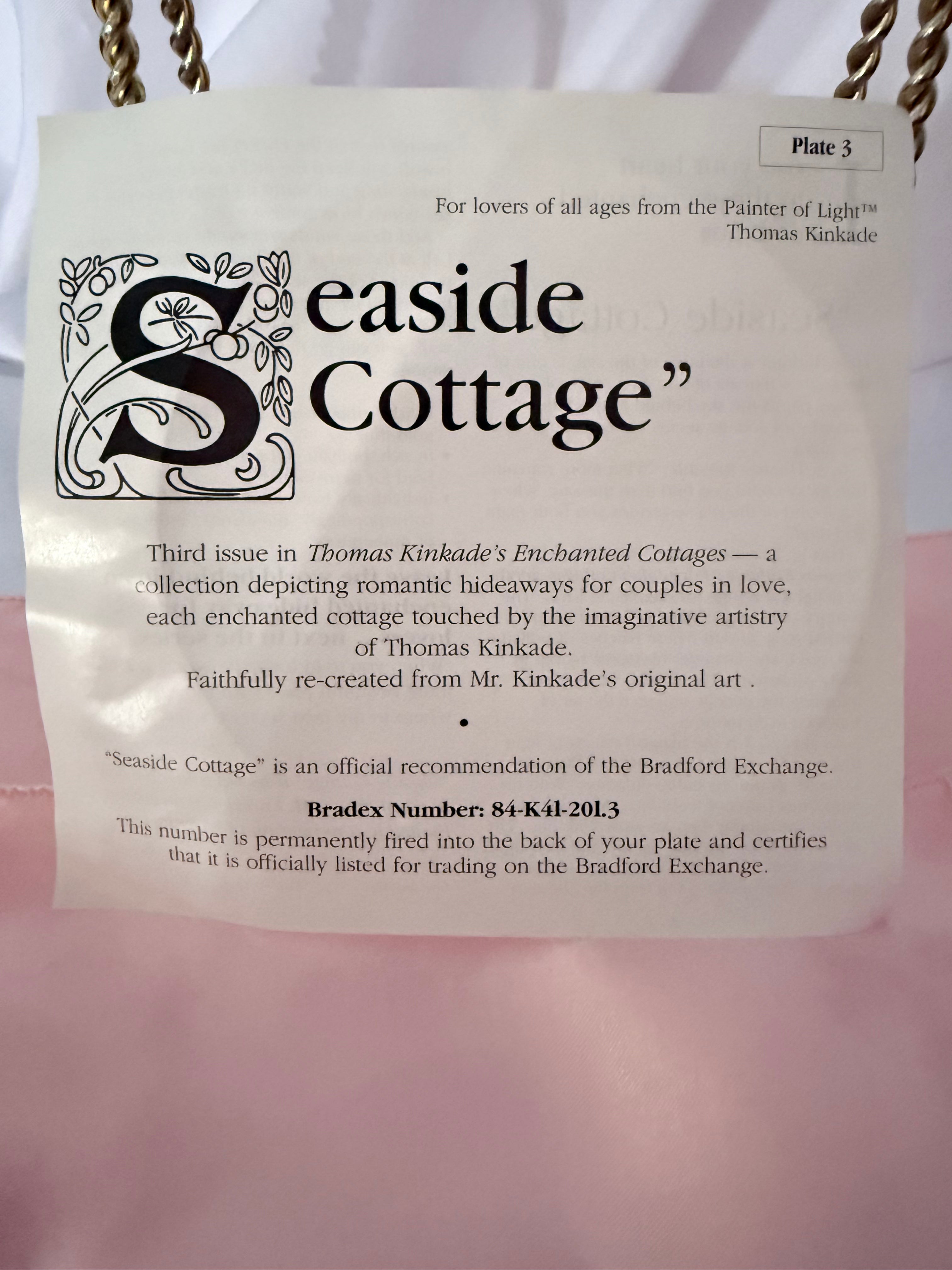 SEASIDE COTTAGE collector plate THOMAS KINKADE Enchanted Cottages