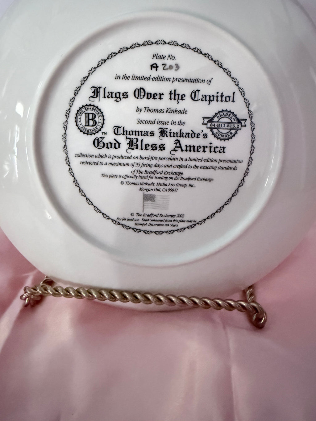 FLAGS OVER THE CAPITOL collector plate THOMAS KINKADE God Bless America Collection