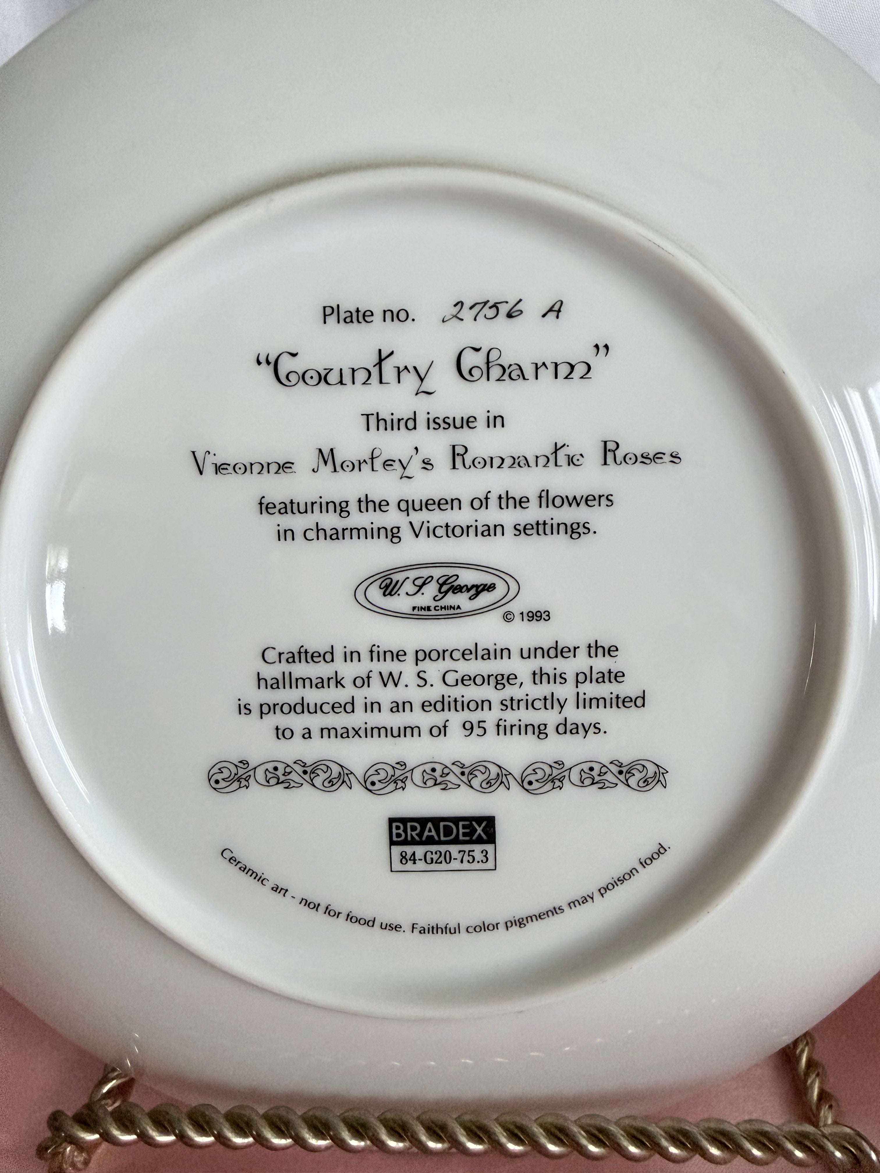 W.S. George Vionne Morley’s Romantic Roses Limited Edition Porcelain Plate