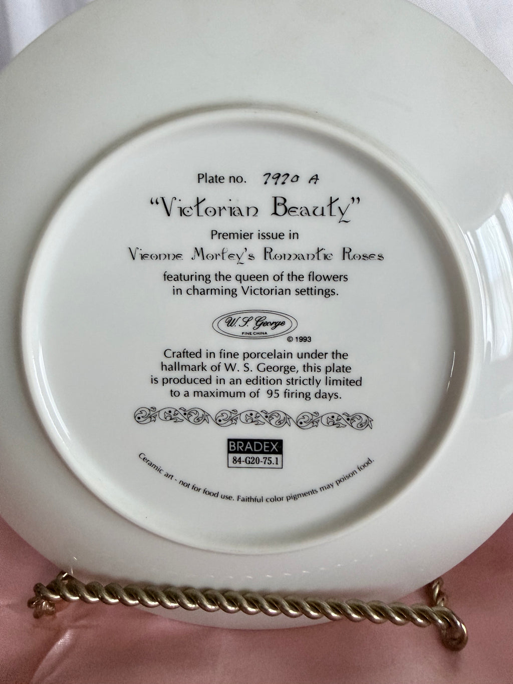 W.S. George Vionne Morley’s Victorian Beauty Limited Edition Porcelain Plate