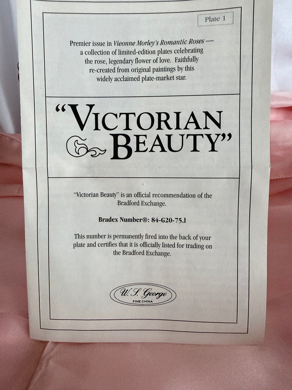 W.S. George Vionne Morley’s Victorian Beauty Limited Edition Porcelain Plate