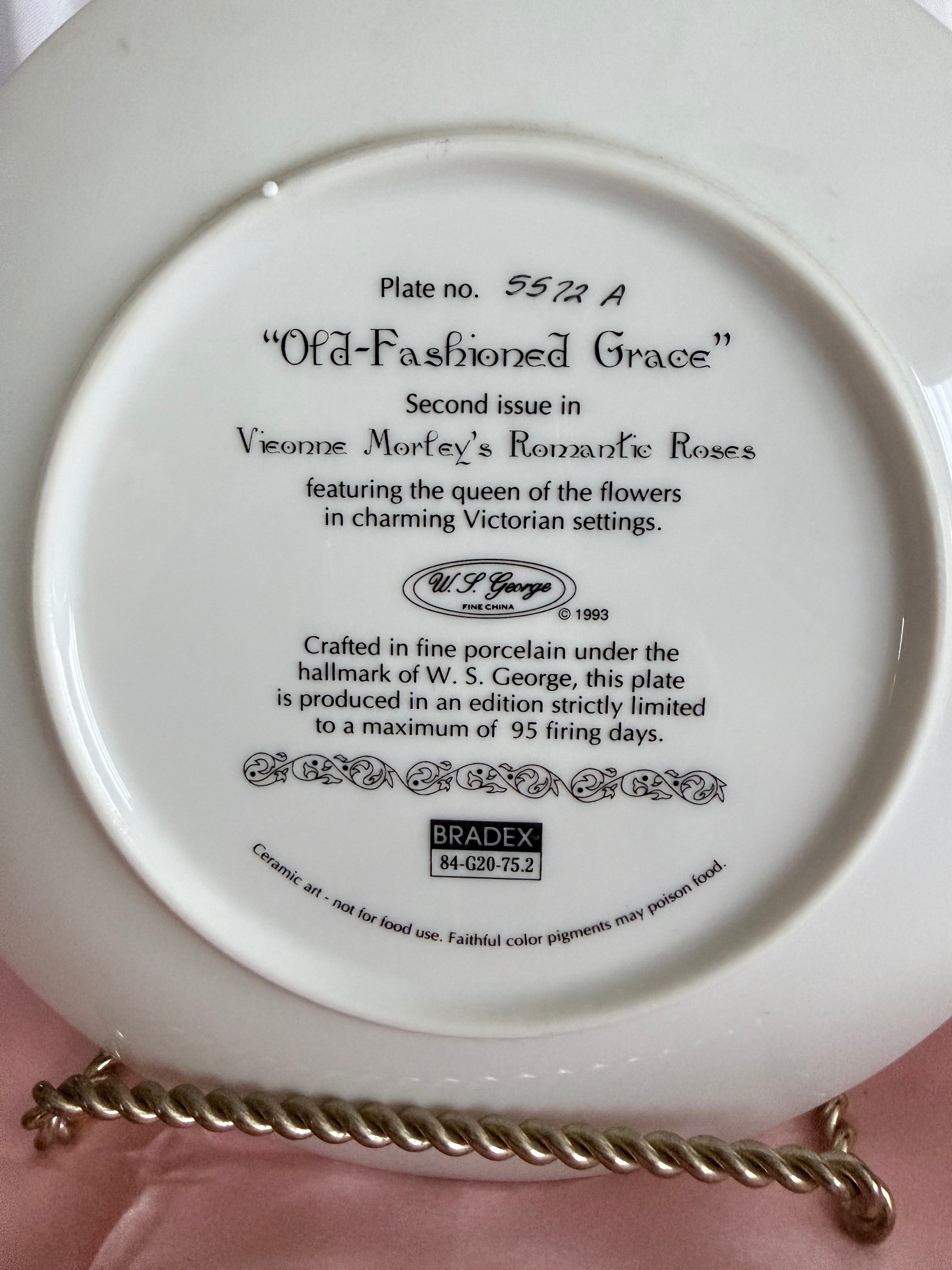 W.S. George Vionne Morley’s Old Fashioned  Grace Edition Porcelain Plate