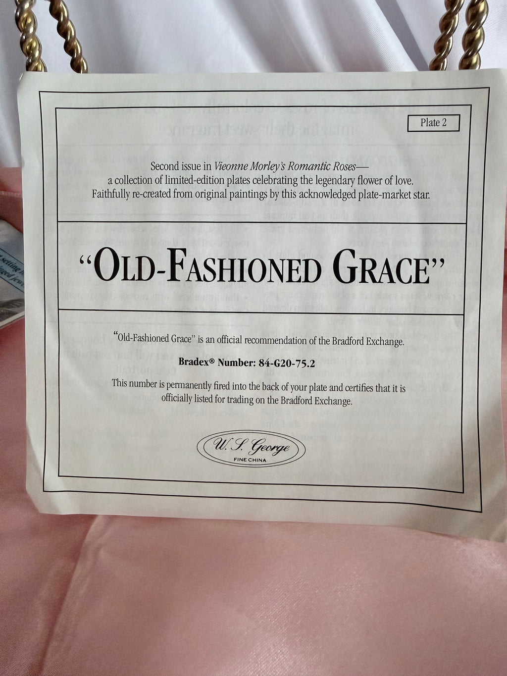 W.S. George Vionne Morley’s Old Fashioned  Grace Edition Porcelain Plate