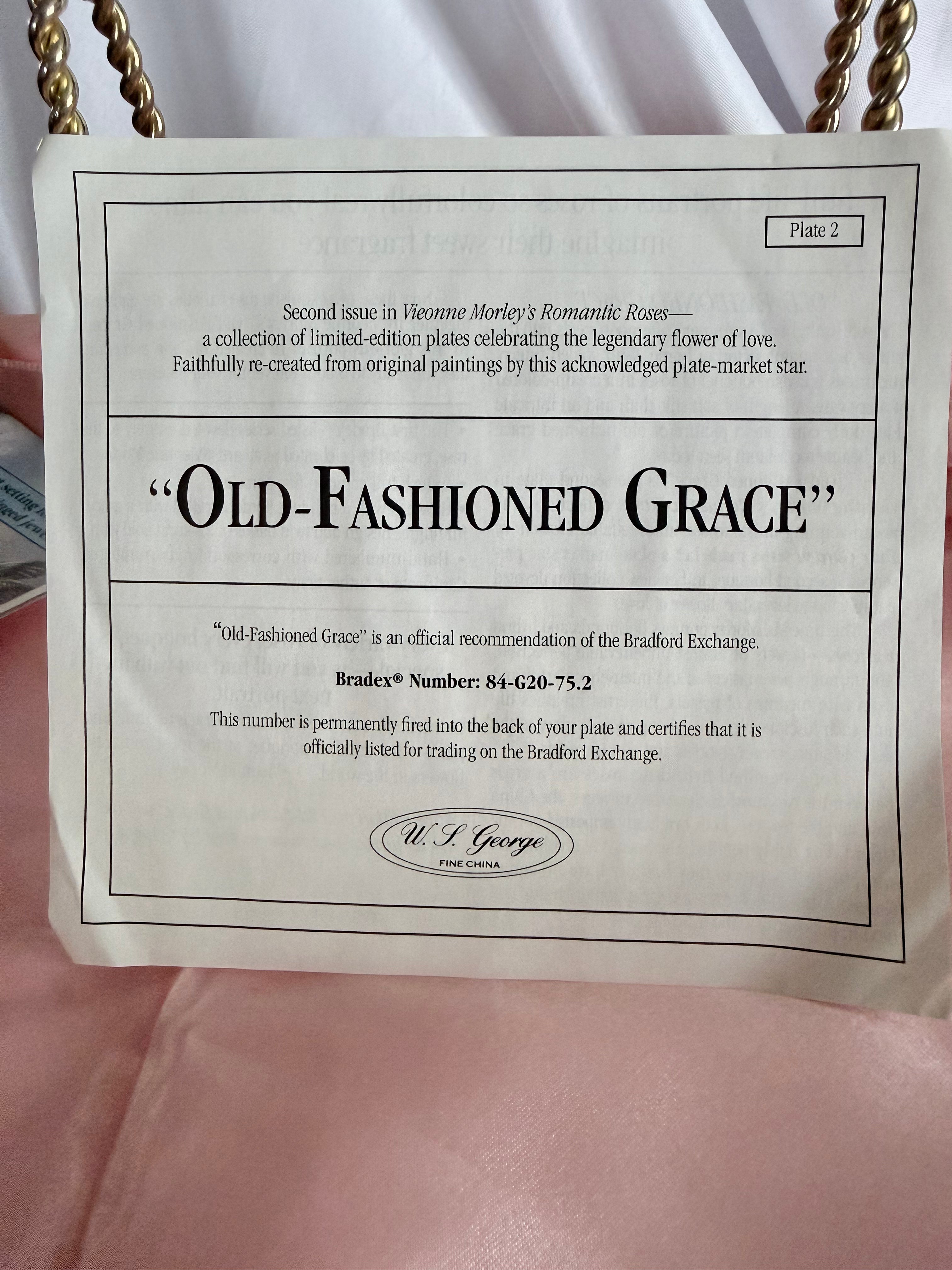 W.S. George Vionne Morley’s Old Fashioned  Grace Edition Porcelain Plate