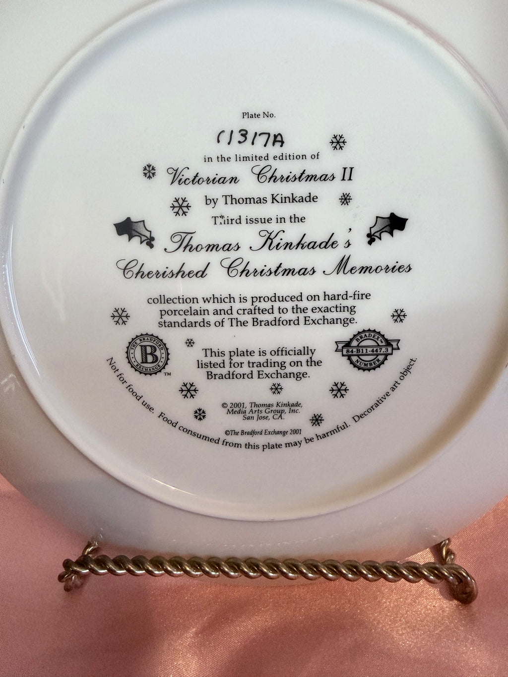 Bradford Exchange Thomas Kinkade - Victorian Christmas II Limited Plate 2001