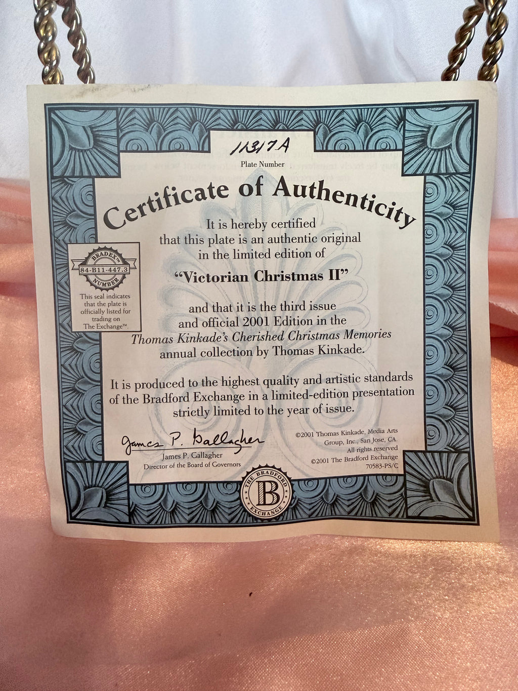 Bradford Exchange Thomas Kinkade - Victorian Christmas II Limited Plate 2001
