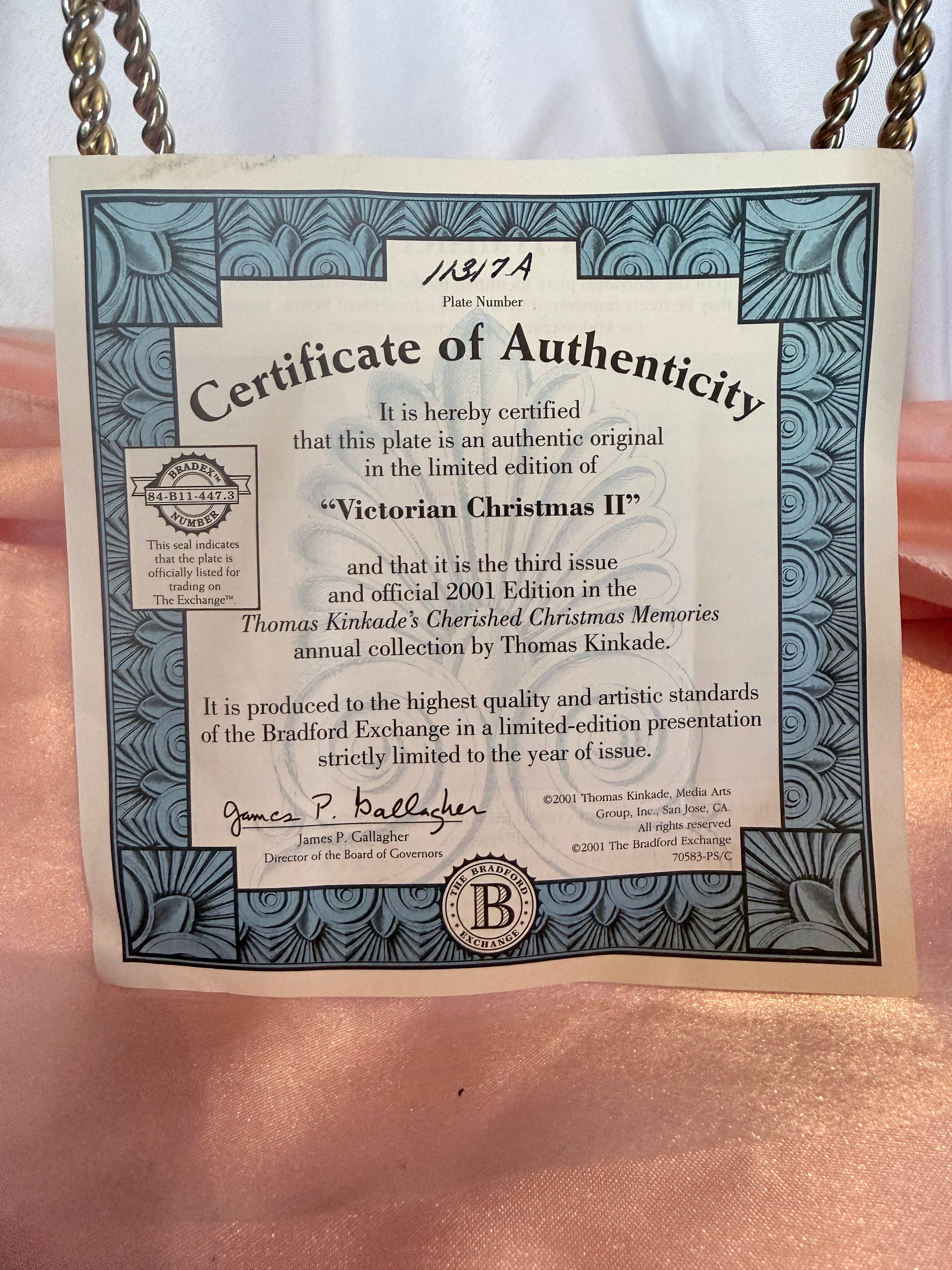 Bradford Exchange Thomas Kinkade - Victorian Christmas II Limited Plate 2001