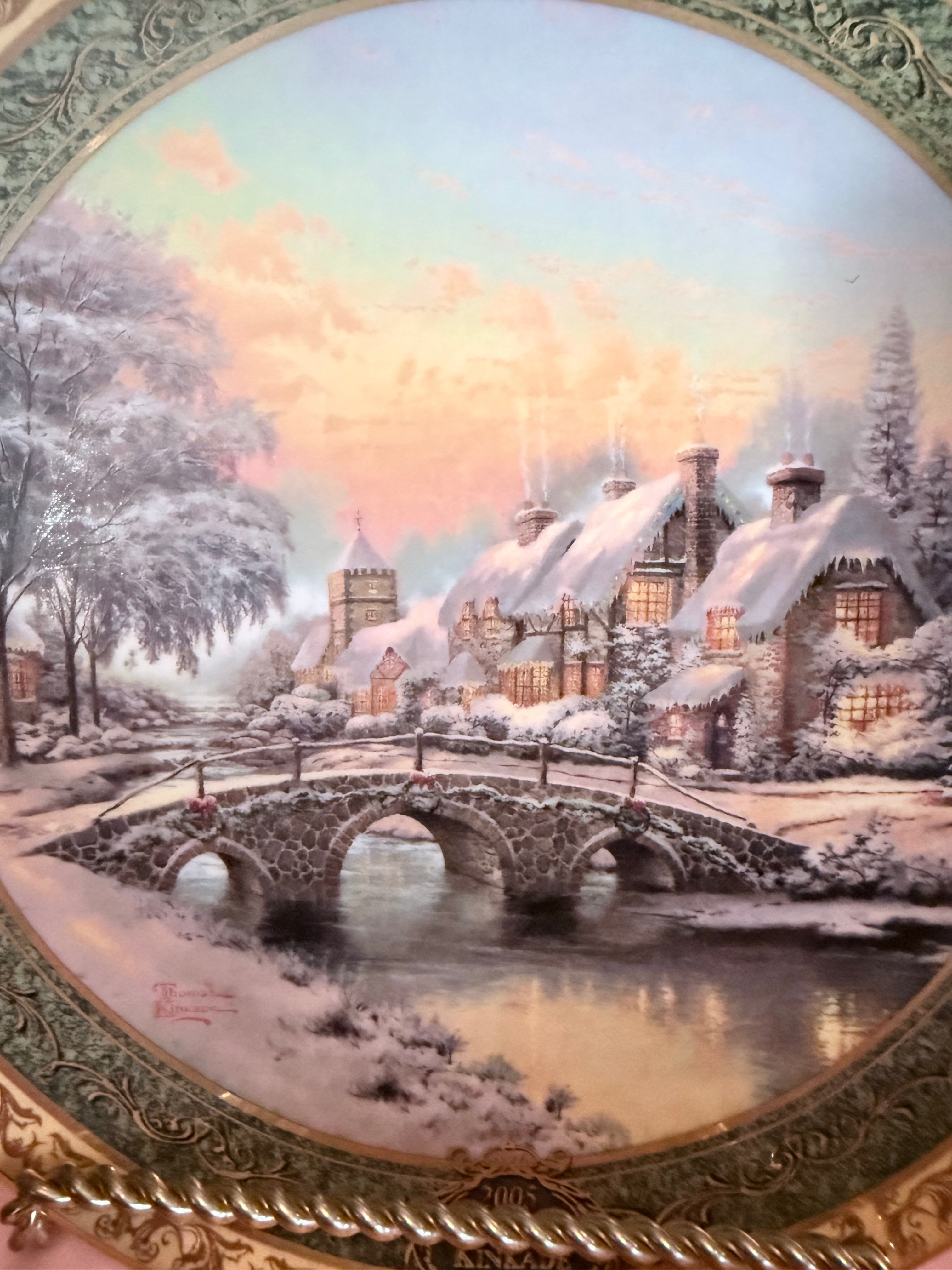 Bradford Exchange Thomas Kinkade - Cobblestone Christmas Limited Plate 2005