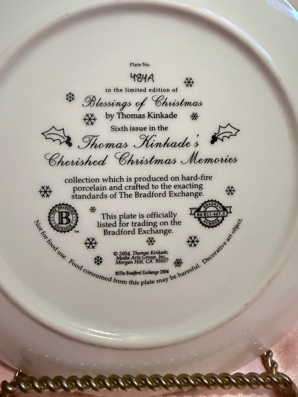 Bradford Exchange Thomas Kinkade - Blessings of Christmas   Limited Plate 2004