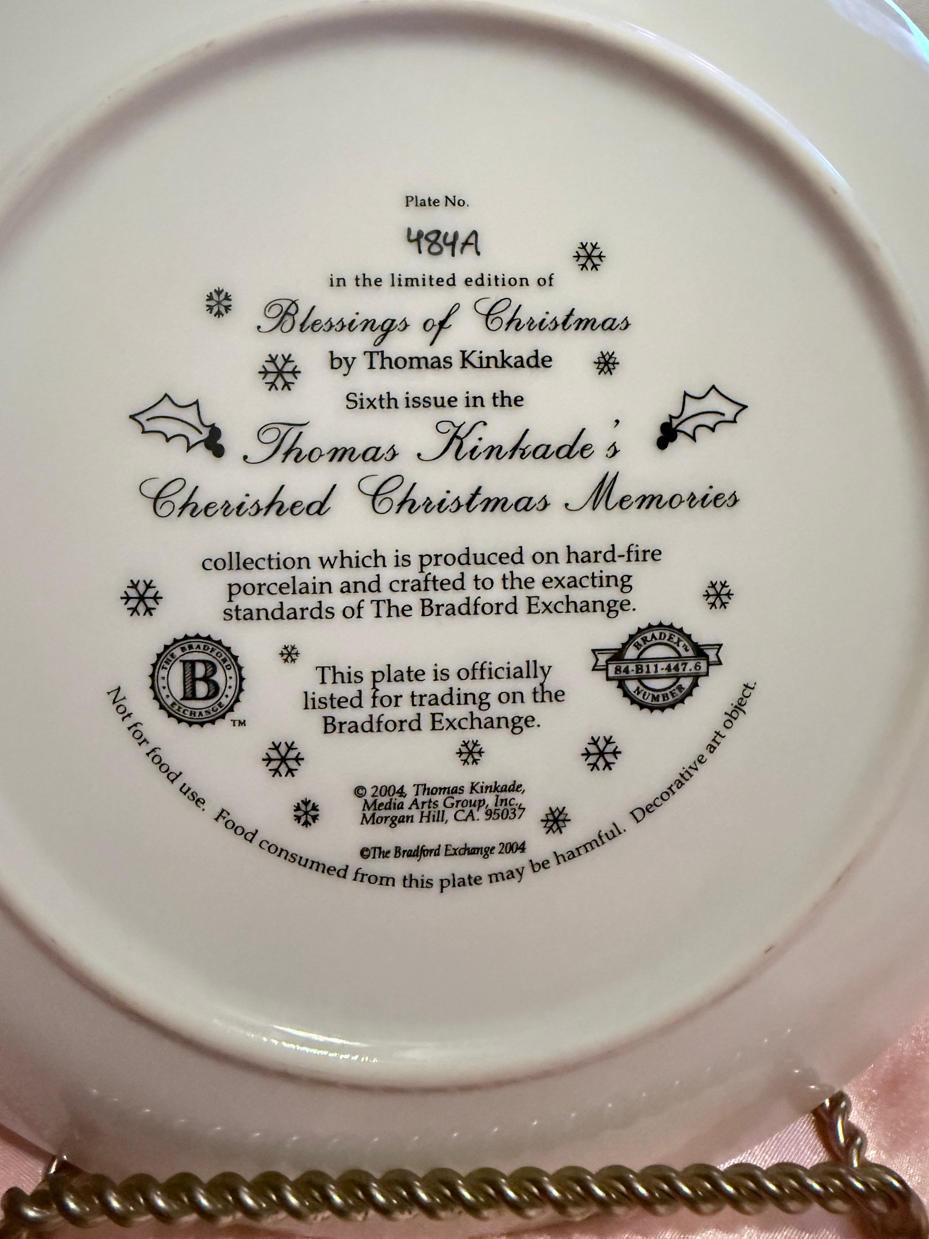 Bradford Exchange Thomas Kinkade - Blessings of Christmas   Limited Plate 2004