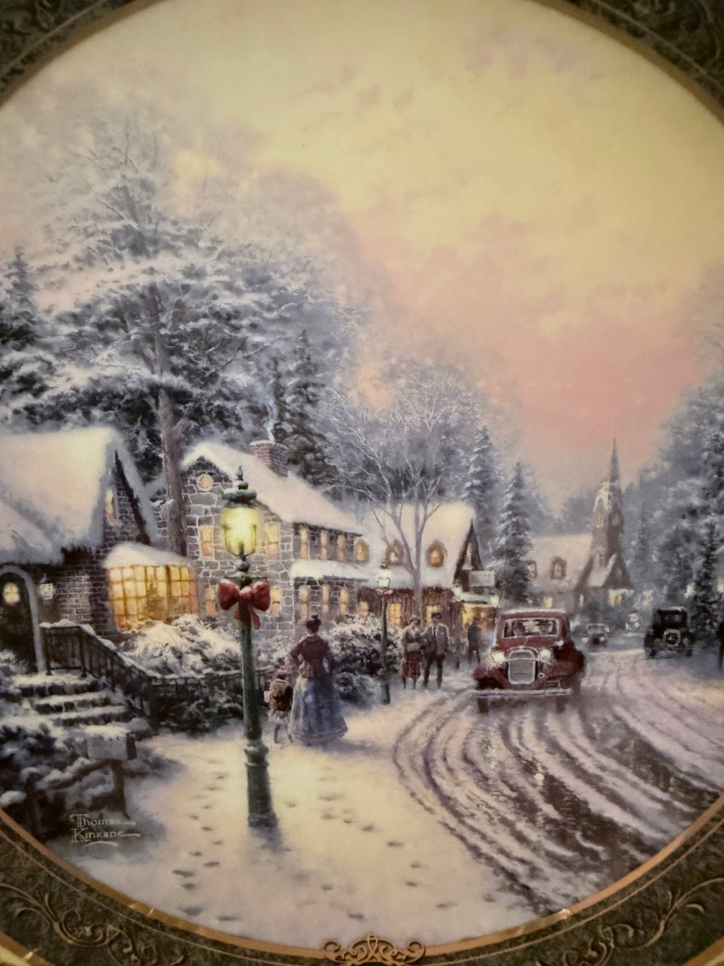 Bradford Exchange Thomas Kinkade Village Christmas.               Limited Plate 2003