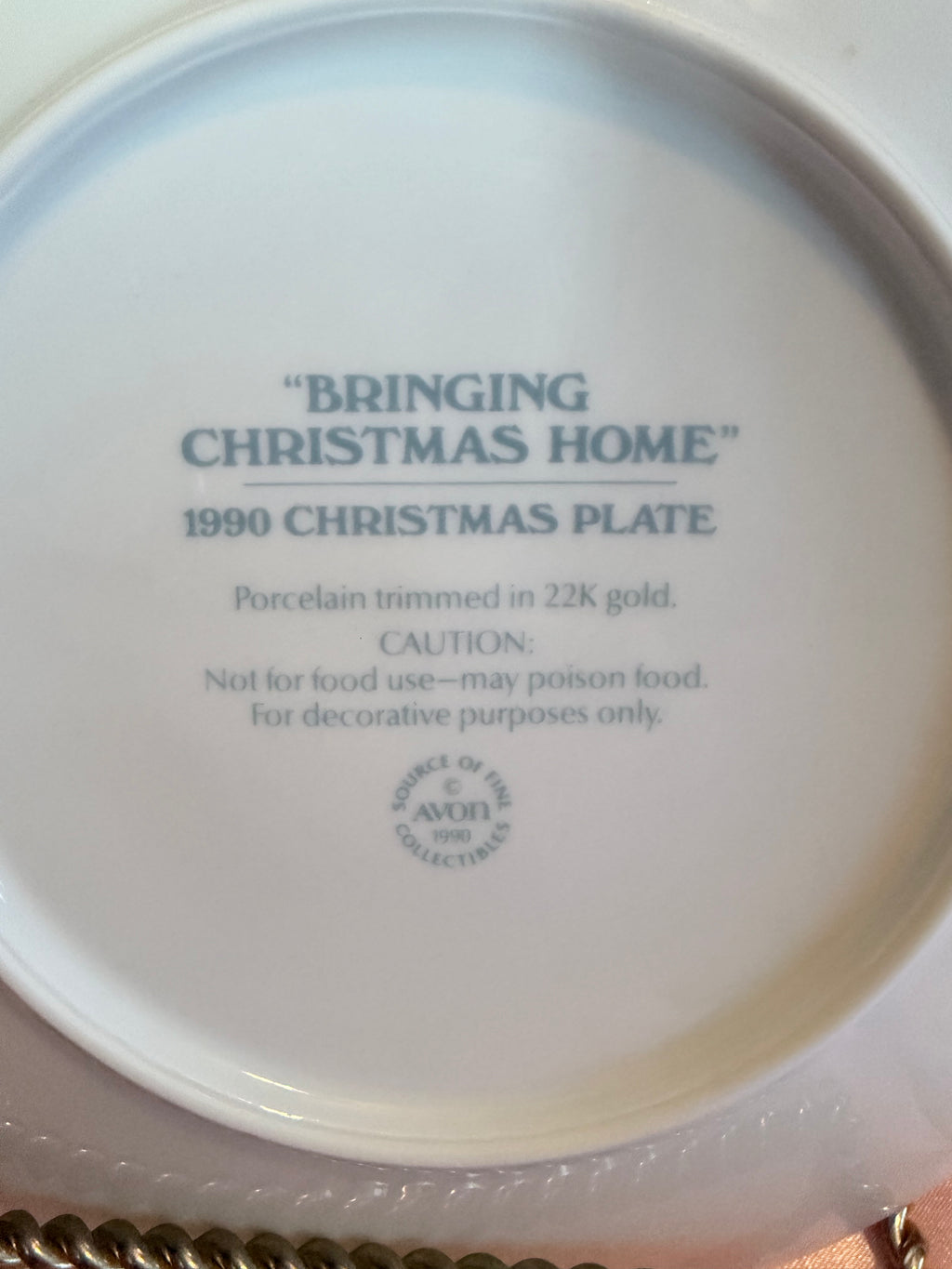 Bringing Christmas Home — 1990 Avon Collector Plate